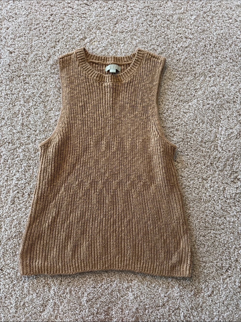 Ribbed Sleeveless Knit Tank Top - Camel